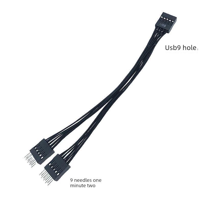 主板USB插针一分二杜邦分接线主板USB2.0 9PIN转双9PIN接口1拖2线
