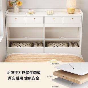 实木床尾夹缝柜卧室收纳柜简约床头柜床边书柜置物柜定制靠墙窄柜