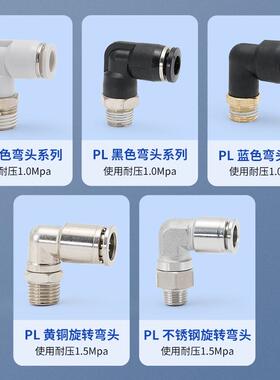 气动气管不锈钢快速接头快插10气泵空压机螺纹弯头PL8-02 4 601M5