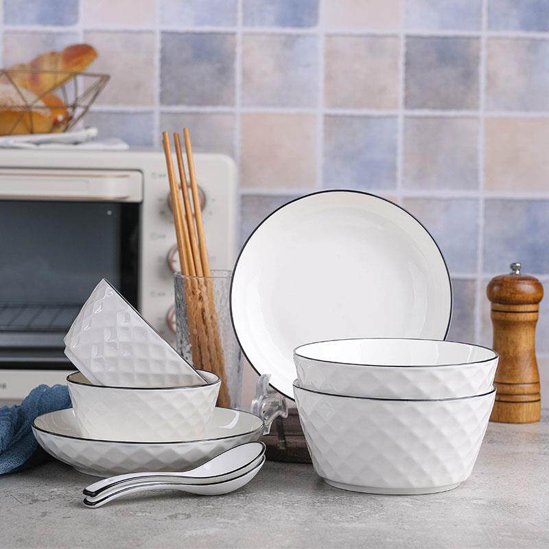 2-6人碗碟套装 家用 创意饭碗菜盘组合ins学生宿舍碗盘筷餐具套装