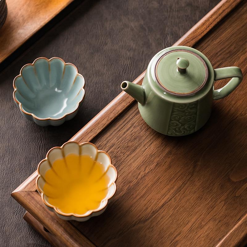 柏韵邱卫国汝窑冰裂纹开片可养金丝铁线茶杯品茗杯汝瓷茶具主人杯