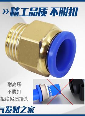 气动快速接头气管快插螺纹直通PC4PC6PC8PC10PC12-M5 01 02 03 04