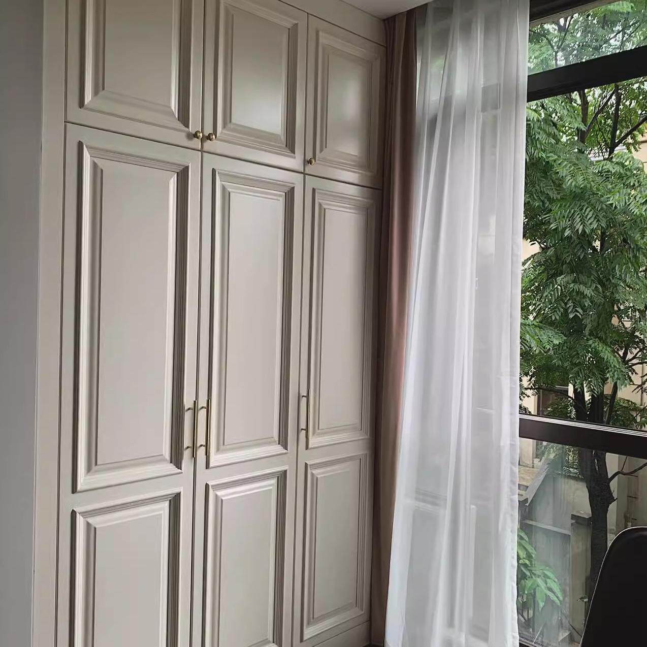 美式烤漆实木一门到顶卧室衣柜整体衣柜开放式衣帽间别墅全屋定制