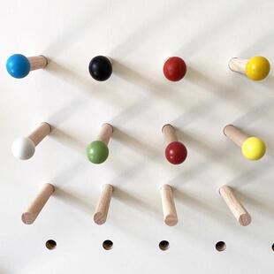 洞洞板配件大全木质定制实木圆孔木棍隔板层板挂钩挂钉火柴棍15mm