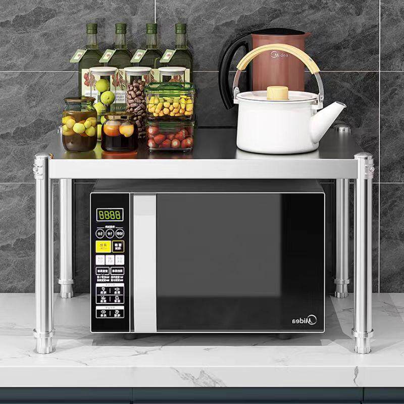 加厚不锈钢单层置物架燃气灶盖板电磁炉烤箱微波炉增高橱柜分隔架