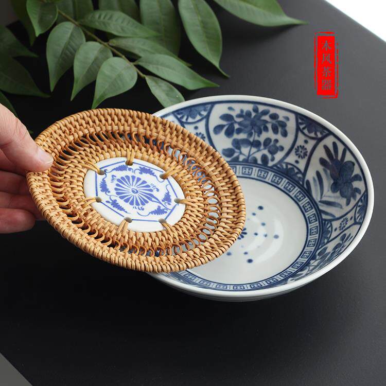 壶承盘干泡台养壶垫陶瓷紫砂壶托盘潮汕功夫茶具老碗储水青花藤编