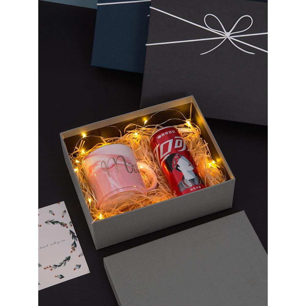 礼物盒空盒精美生日礼盒简约蓝色包装盒装围巾衣服大号礼品盒定制