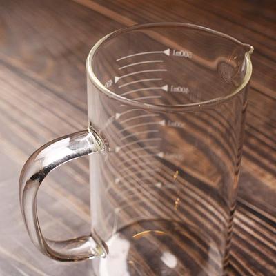 酒吧调酒 耐热玻璃量杯刻度量杯带柄分酒器糖油杯数字量杯带刻度