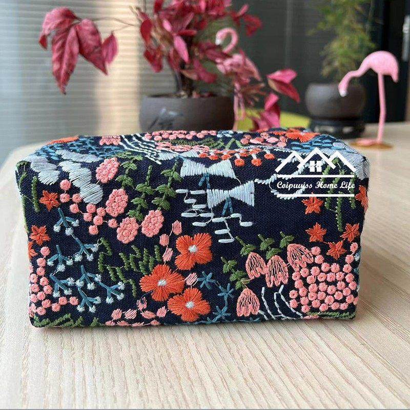 重工刺绣纸巾盒客厅餐巾盒车载布艺收纳袋户外悬挂绳居家用抽纸盒,收纳整理,纸巾套,淘宝优惠券,粉丝福利购,淘宝优惠卷