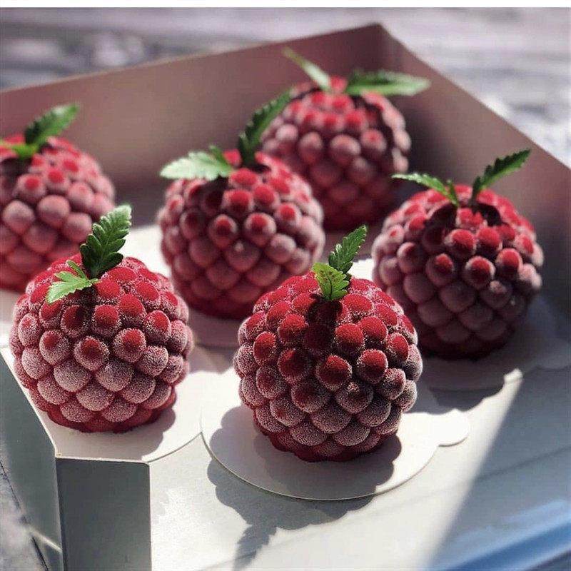 4连树莓8连荔枝10连覆 覆盆子立体水果慕斯蛋糕矽胶模 法式西点模