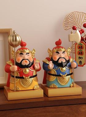 新中式入户卡通门神摆件创意家居客厅玄关工位桌面装饰品乔迁礼物