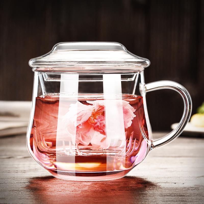 玻璃杯茶水分离泡茶杯办公室男士水杯花茶杯女家用喝水杯子带把手