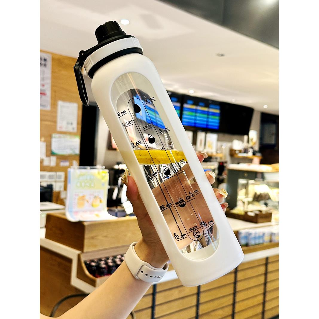 2025新款玻璃杯大容量1000ml便携男士喝水杯家用耐高温刻度杯子