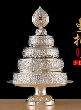 曼茶罗藏传佛具用品曼达盘密宗供奉摆件合金八吉祥修盘大小曼扎盘
