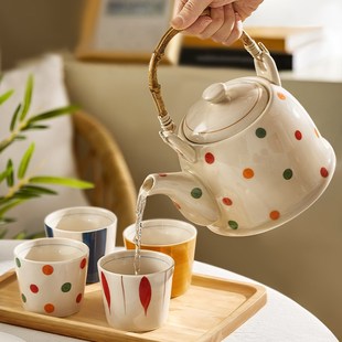 家用2024新款 墨色春日宴陶瓷泡茶壶套装 杯具水壶乔迁礼物杯子茶具