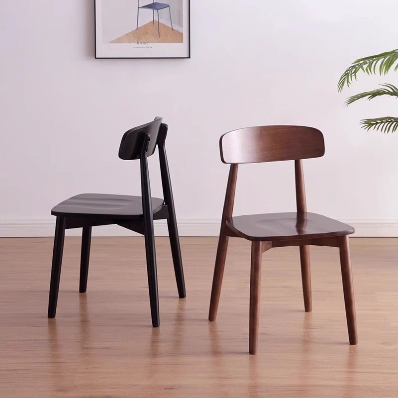 实木餐椅家用现代简约p北欧纯实木椅子客厅小户型胡桃色原木餐桌