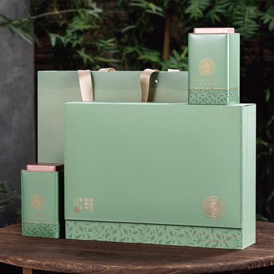 新款绿茶茶叶包装盒空礼盒高档皮盒龙井碧螺春毛尖礼品定制半一斤