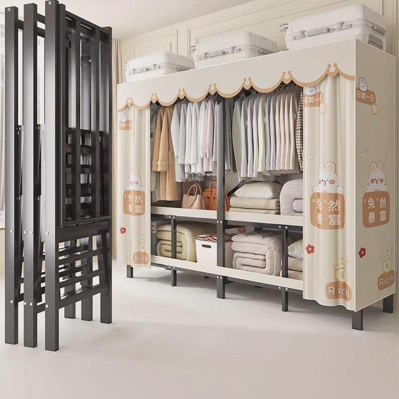 德国2024新款免安装衣柜简易组装家用布衣柜加厚结实折叠全钢架