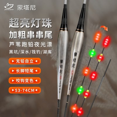 蒙塔尼LED芦苇无铅自立跑铅夜光漂咬钩变色抗走水青鱼大物流氓漂