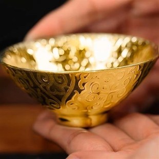 金福杯鎏金主人杯茶杯斗笠杯复古茶杯功夫茶品茗杯养生茶碗单杯