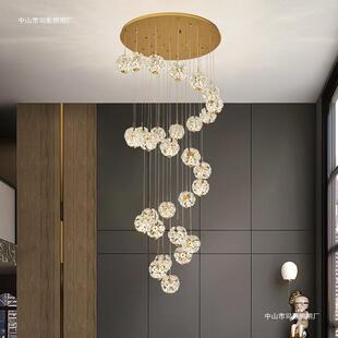 复式楼梯吊灯loft公寓楼梯间吊灯水晶灯轻奢现代别墅客厅挑空灯具
