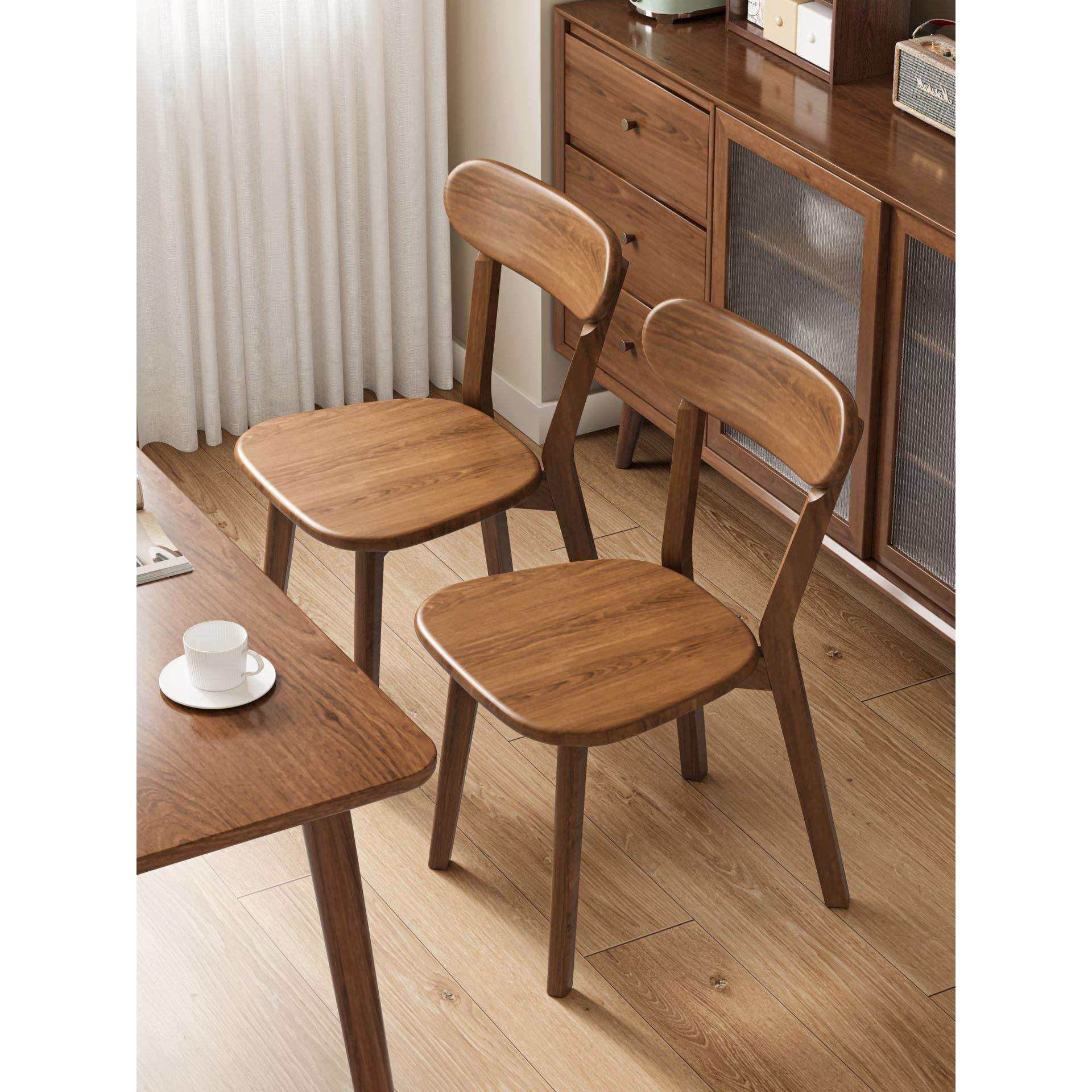 实木椅子家用餐椅靠背餐桌椅现代简约餐厅凳子中古胡桃木休闲座J&,3C数码配件,USB灯,淘宝优惠券,粉丝福利购,淘宝优惠卷