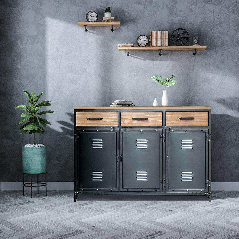 工业风餐边柜铁柜矮柜备餐台餐柜碗柜复古铁艺餐厅收纳储物柜酒柜