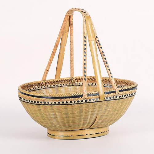 纯手工编织精品竹编竹篮子菜篮子购物篮收纳篮大水果篮提篮