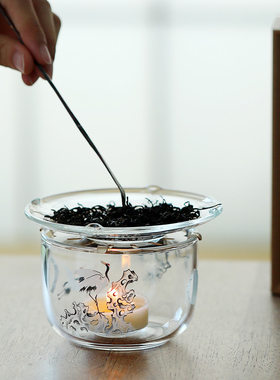 宏逐青松皓鹤西子温茶烤茶炉玻璃蜡烛底座耐热高硼硅玻璃炒茶茶炉