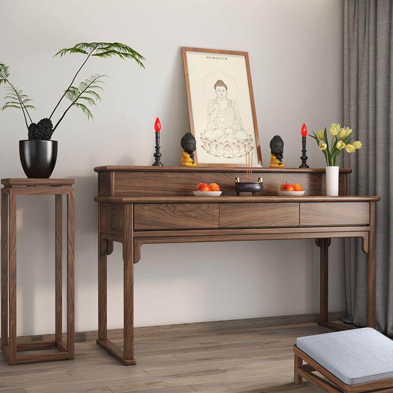 黑胡桃香火桌新中式实木供桌香案家用客厅佛龛财神爷供奉桌贡佛台