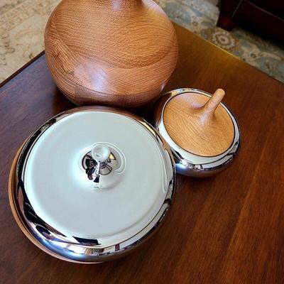 Georg Jensen 乔治杰森HK 橡木不锈钢收纳盒首饰盒糖果盒桌面摆件