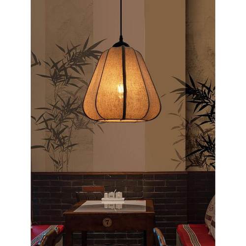 禅意小吊灯麻布艺术餐厅茶室民宿装饰氛围灯餐饮大厅卡座灯具定制