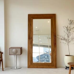 老榆木实木全身镜落地镜镜挂墙式家用全身全身镜仪容镜全身镜挂门