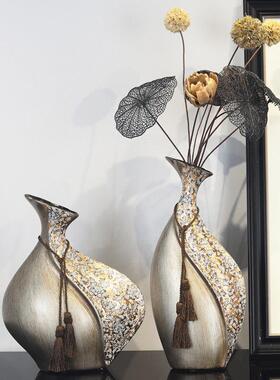 柏梵创意高档陶瓷花瓶摆件客厅电视柜玄关覆古干 干燥花聚财工艺