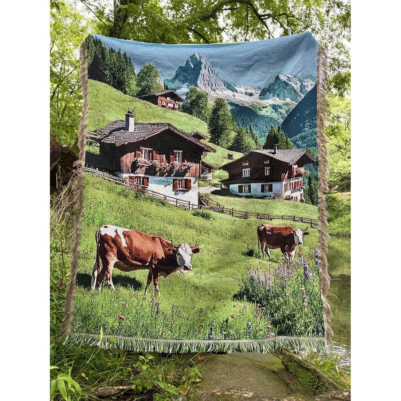 森野家瑞士风景挂毯棉线编织高品质装饰线毯沙发套毯自备风格,居家布艺,挂毯/壁毯,淘宝优惠券,粉丝福利购,淘宝优惠卷