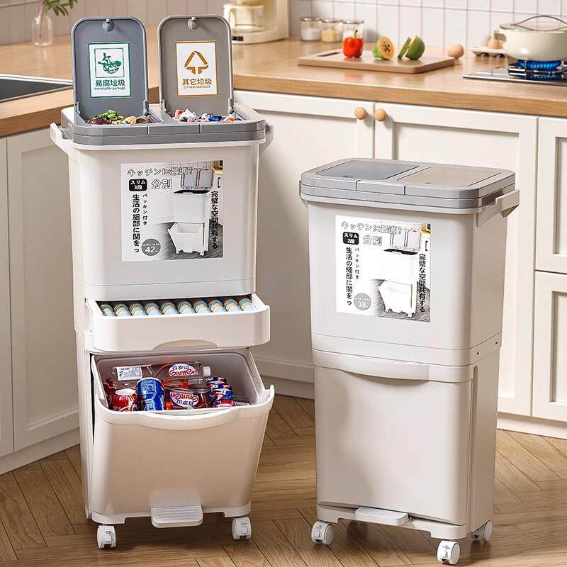 厨房垃圾桶家用带盖子2023新款大容量双层加厚干 干湿分离分类移,家庭/个人清洁工具,垃圾桶,淘宝优惠券,粉丝福利购,淘宝优惠卷