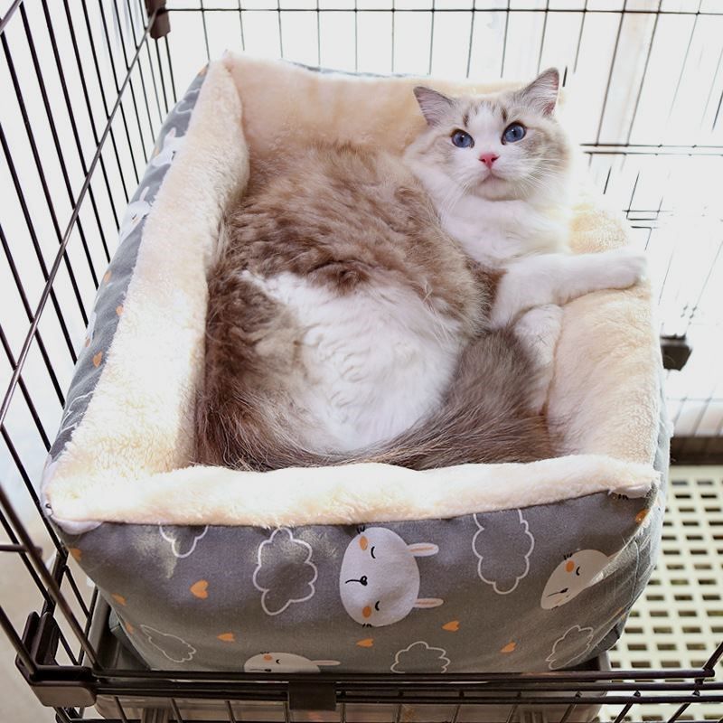 冬季保暖猫笼垫子猫窝笼子围挡加绒加厚可捆绑可固定带绳子宠物窝