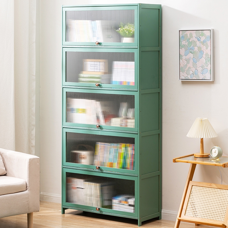 木艺防尘儿童书柜家用带玻璃门收纳置物书架落地客厅靠墙储物斗柜