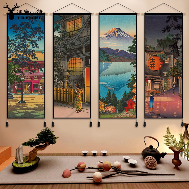 日式风情布艺挂画居酒屋装饰画卧室餐厅书房挂毯宿舍背景墙布挂布图片