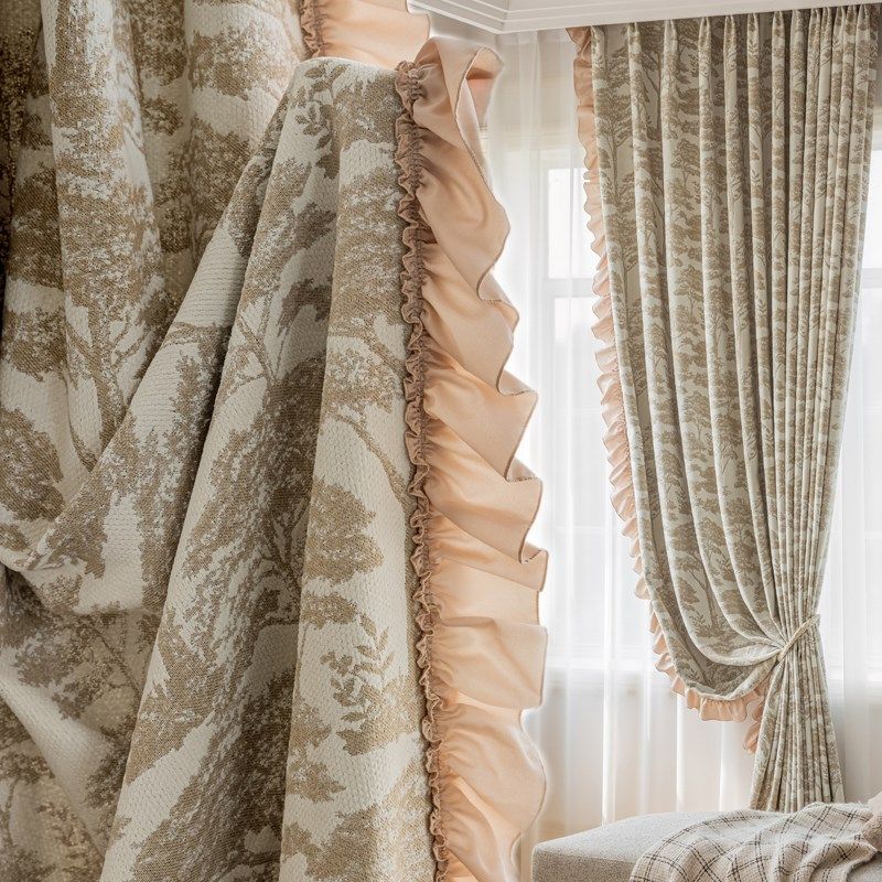 加厚雪尼尔提花全遮光新中古风奶茶色客厅成品窗帘飘窗卧室定制布,居家布艺,定制窗帘,淘宝优惠券,粉丝福利购,淘宝优惠卷