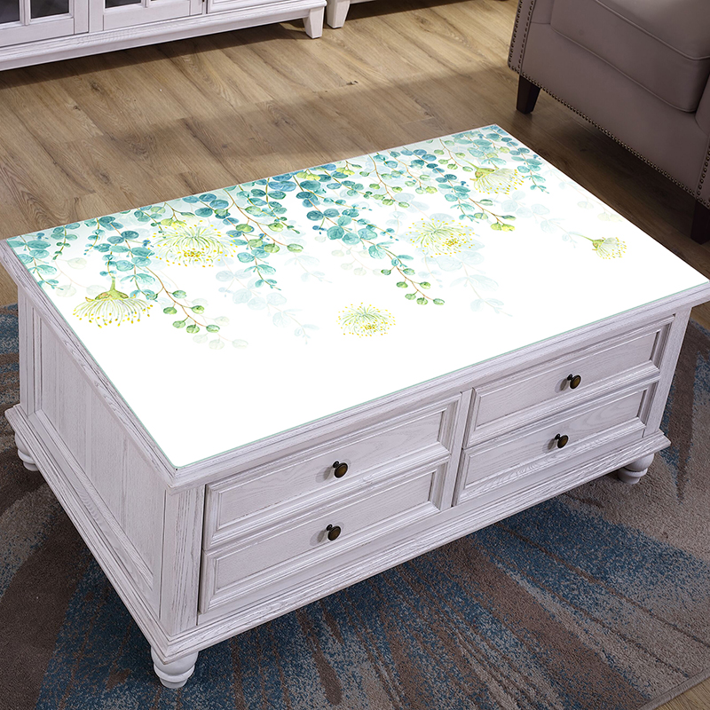 简约茶几桌布防水防烫防油白色pvc长方形客厅家用塑料茶几垫厚