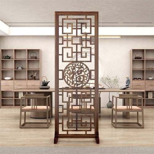 可折叠移动屏风隔断实木镂空玄关客厅新中式办公室房间分割神器