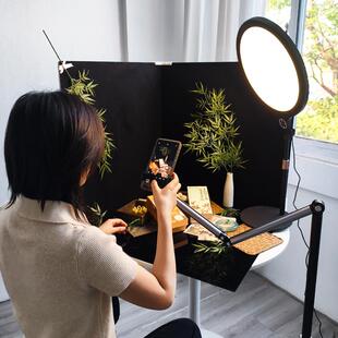 黑色背景板植绒高级吸光倒影板首饰品直播间古风造景布置拍照道具