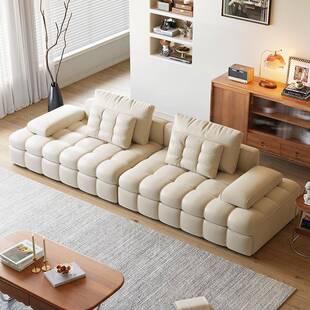 木宫匠家居劳伦斯直排功能沙发床奶油风客厅可折叠伸缩沙发床两用