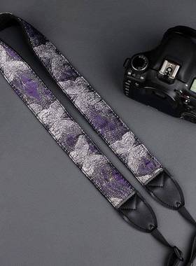 原创小众紫色银色蝴蝶相机带可以穿斜肩单反肩带无反光镜挂绳时尚的颜色