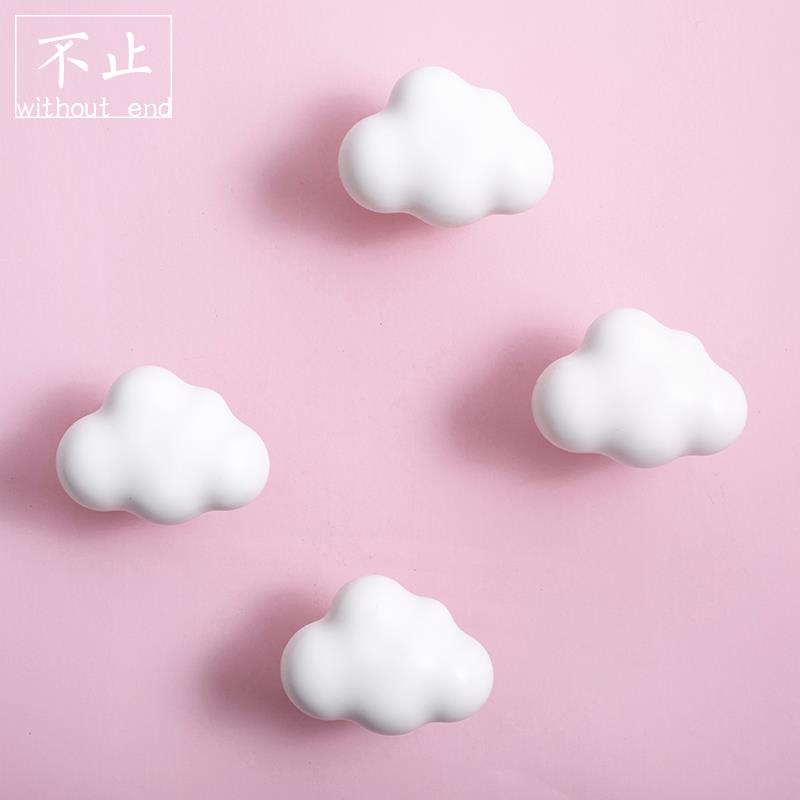 原创设计北欧儿童房陶瓷衣柜把手抽屉家俱可爱云朵黄铜哑光小拉手