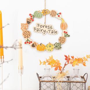 阿楹 秋天丰收节入户花环玻璃门上装饰厨房墙挂件幼儿园床头布置