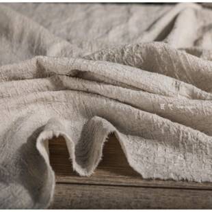 原坯色重工水洗棉麻坯布 艾草植物扎染植物染底布服装设计师面料