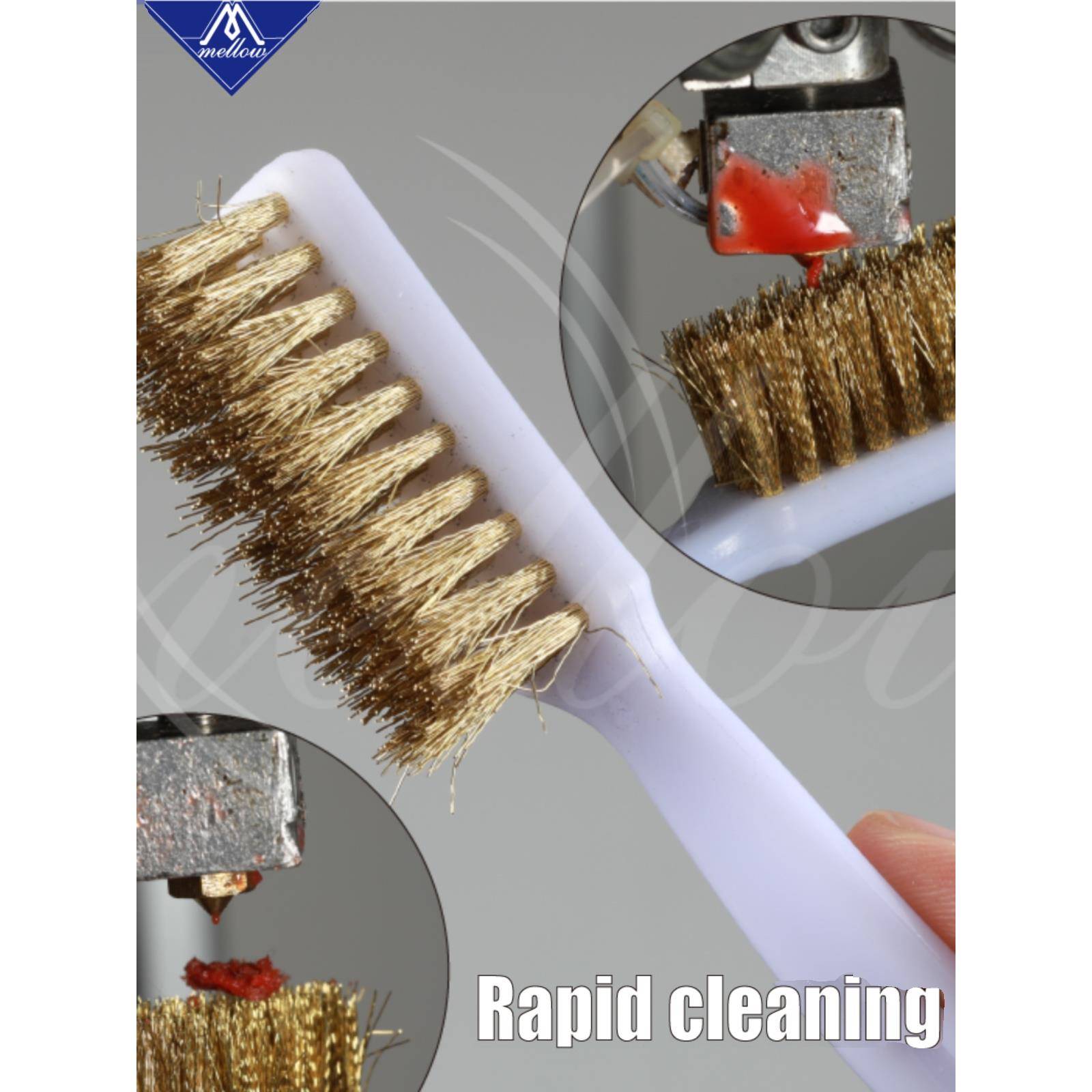 圆润3D打印机挤出喷嘴喷嘴清洁铜丝牙刷工具铜刷柄热床清洁刷