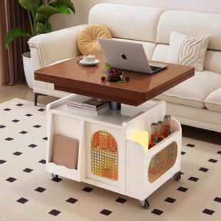 升降茶几折叠移动推车实木茶台茶桌小户型客厅多功能沙发餐桌两用